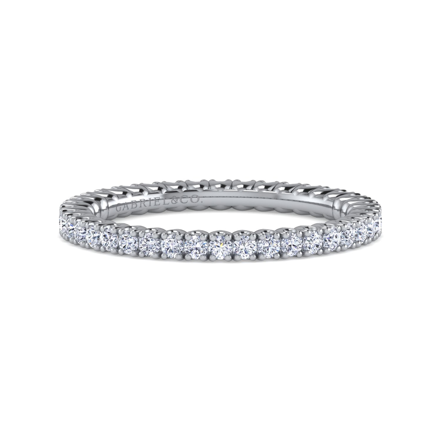 Eternity Band Wedding Ring in 14k White Gold with Round Natural Diamond at Gabriel & Co. - Shot 1
