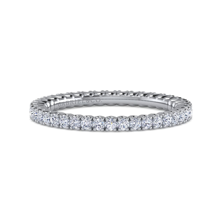 Eternity Band Wedding Ring in 14k White Gold with Round Natural Diamond at Gabriel & Co. - Shot 1