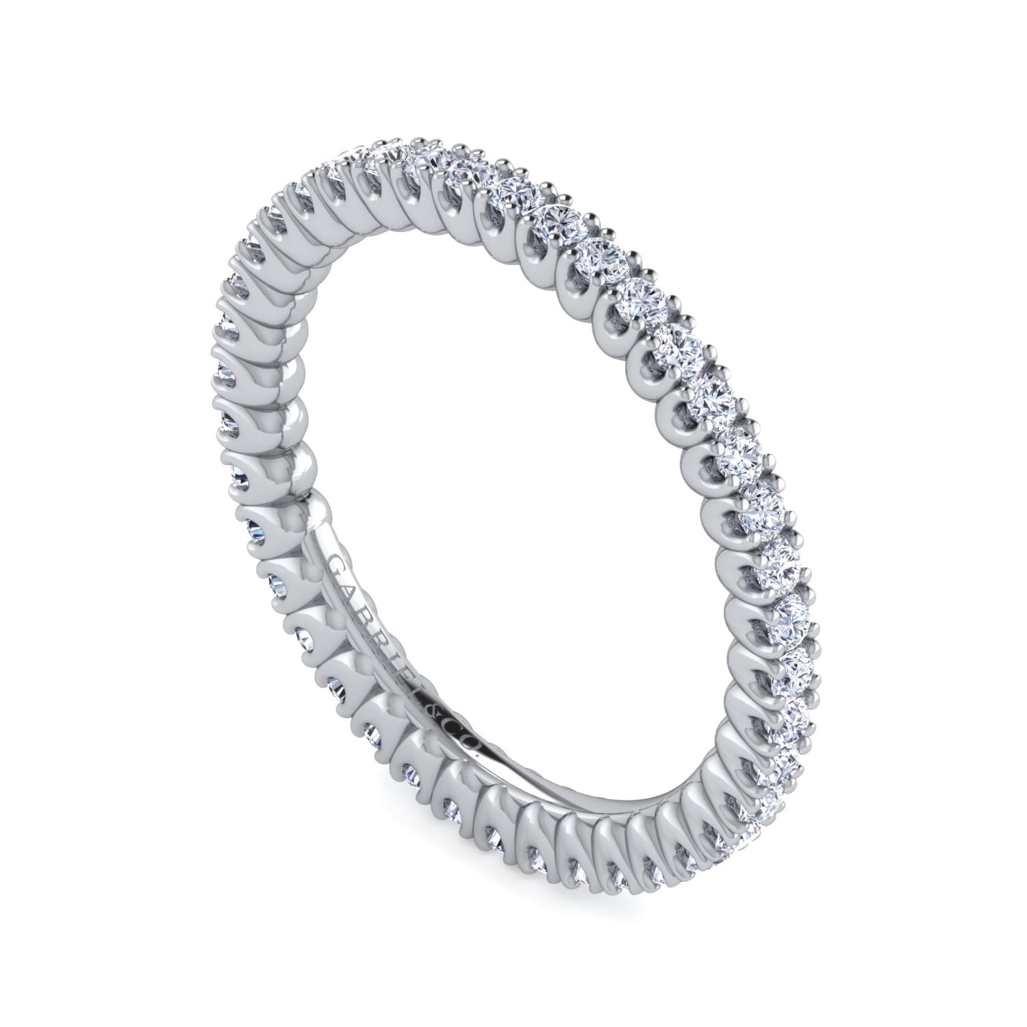 Eternity Band Wedding Ring in 14k White Gold with Round Natural Diamond at Gabriel & Co. - Shot 3