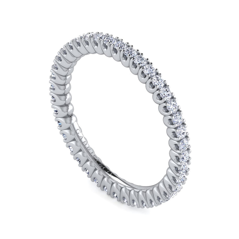 Eternity Band Wedding Ring in 14k White Gold with Round Natural Diamond at Gabriel & Co. - Shot 3