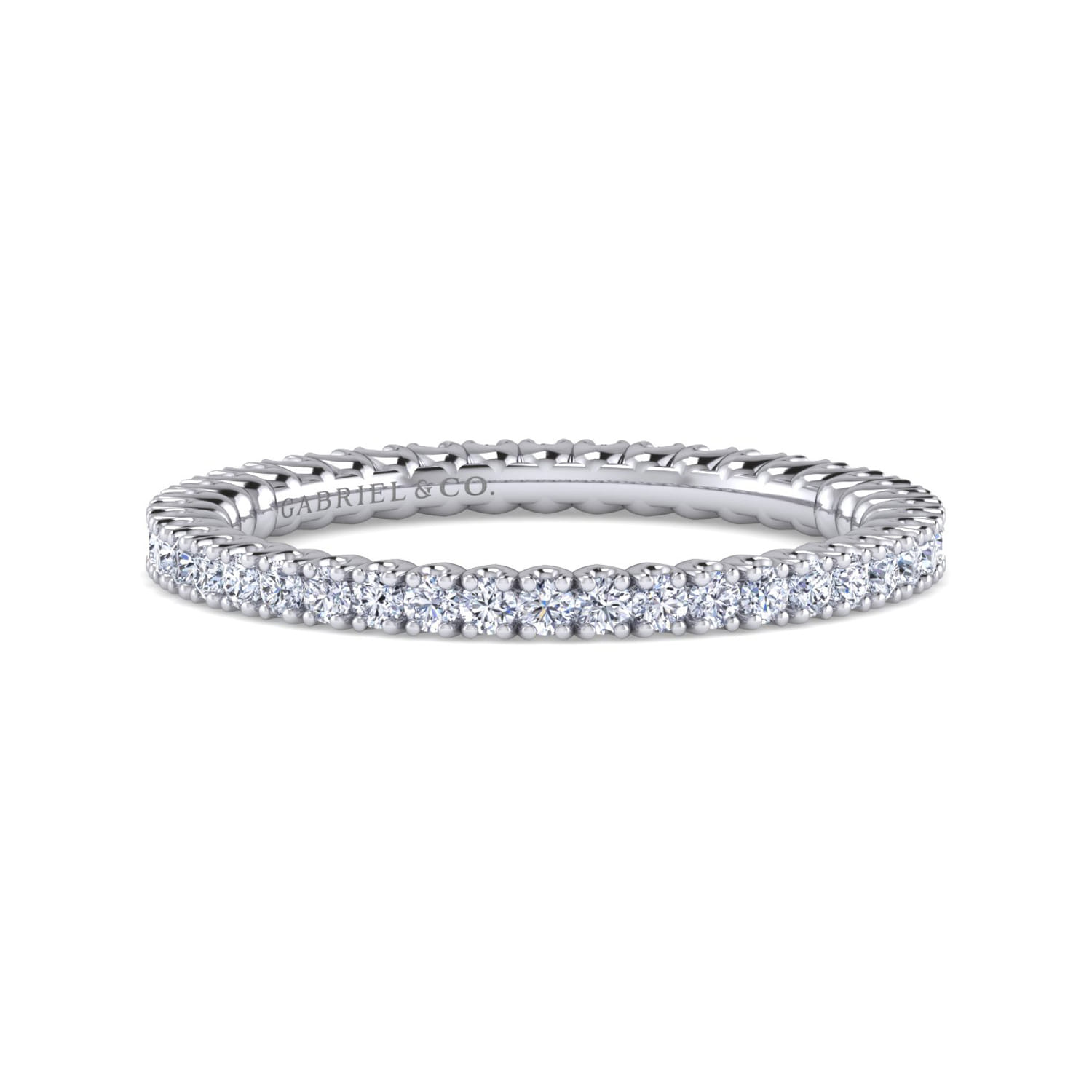 Eternity Band Wedding Ring in 14k White Gold with Round Natural Diamond at Gabriel & Co. - Shot 1