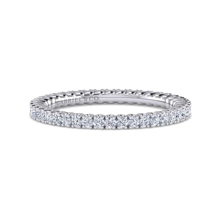Eternity Band Wedding Ring in 14k White Gold with Round Natural Diamond at Gabriel & Co. - Shot 1