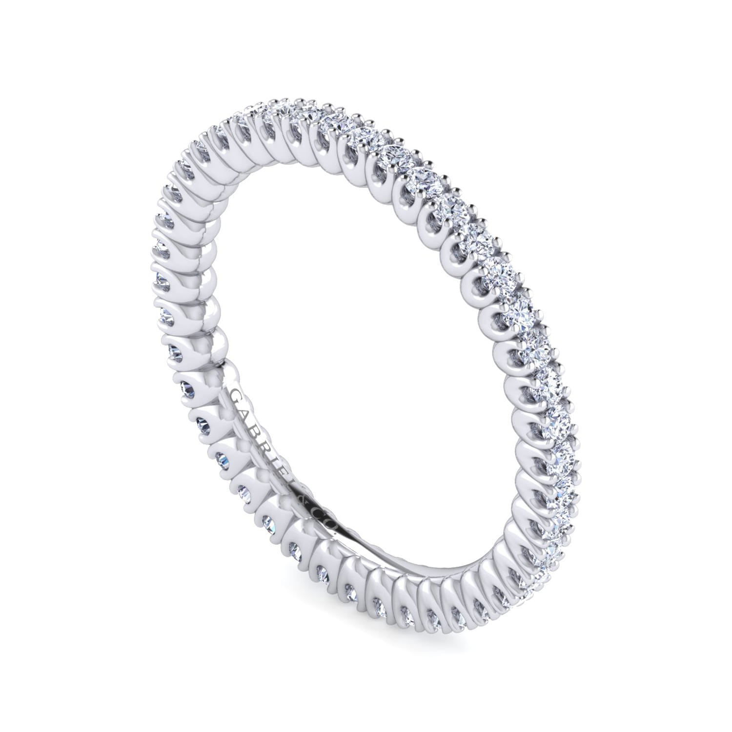 Eternity Band Wedding Ring in 14k White Gold with Round Natural Diamond at Gabriel & Co. - Shot 3