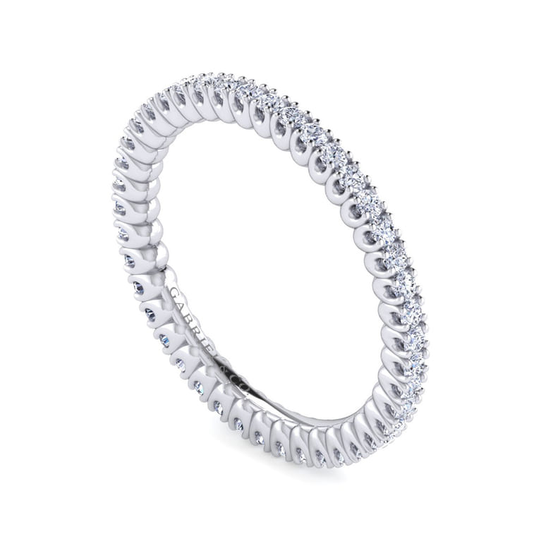 Eternity Band Wedding Ring in 14k White Gold with Round Natural Diamond at Gabriel & Co. - Shot 3