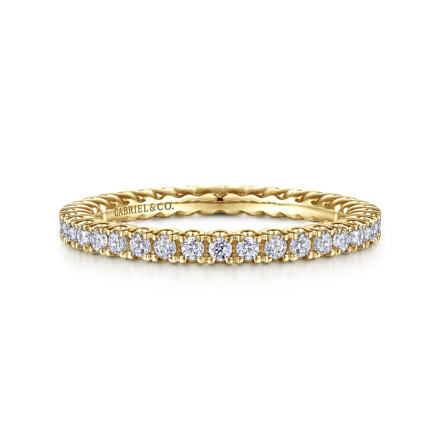 Eternity Band Wedding Ring in 14k Yellow Gold with Round Natural Diamond at Gabriel & Co. - Shot 1