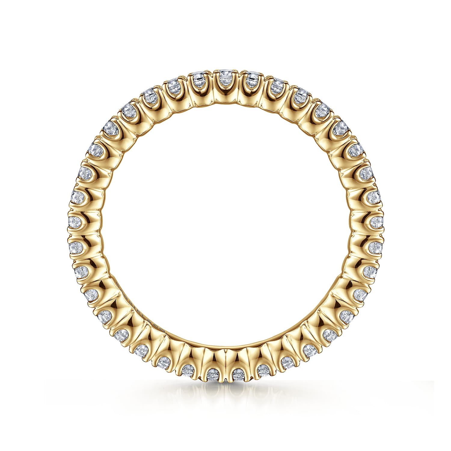 Eternity Band Wedding Ring in 14k Yellow Gold with Round Natural Diamond at Gabriel & Co. - Shot 2