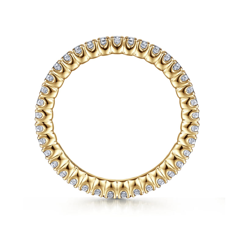 Eternity Band Wedding Ring in 14k Yellow Gold with Round Natural Diamond at Gabriel & Co. - Shot 2