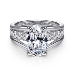 Faith - 14K White Gold Split Shank Oval Diamond Engagement Ring