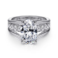Faith - 14K White Gold Split Shank Oval Diamond Engagement Ring