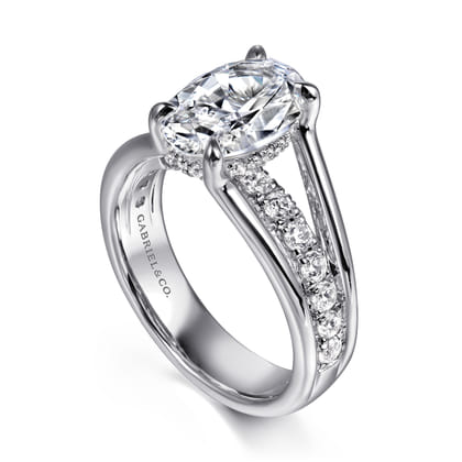 Faith - 14K White Gold Split Shank Oval Diamond Engagement Ring