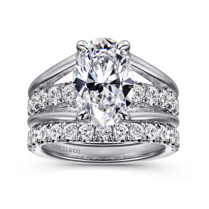 Faith - 14K White Gold Split Shank Oval Diamond Engagement Ring