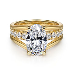 Faith - 14K Yellow Gold Split Shank Oval Diamond Engagement Ring