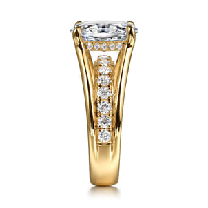 Faith - 14K Yellow Gold Split Shank Oval Diamond Engagement Ring