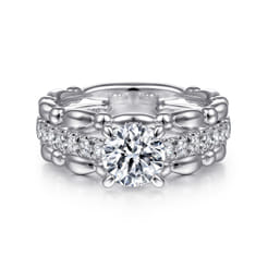 Famke - 14K White Gold Split Shank Round Diamond Engagement Ring