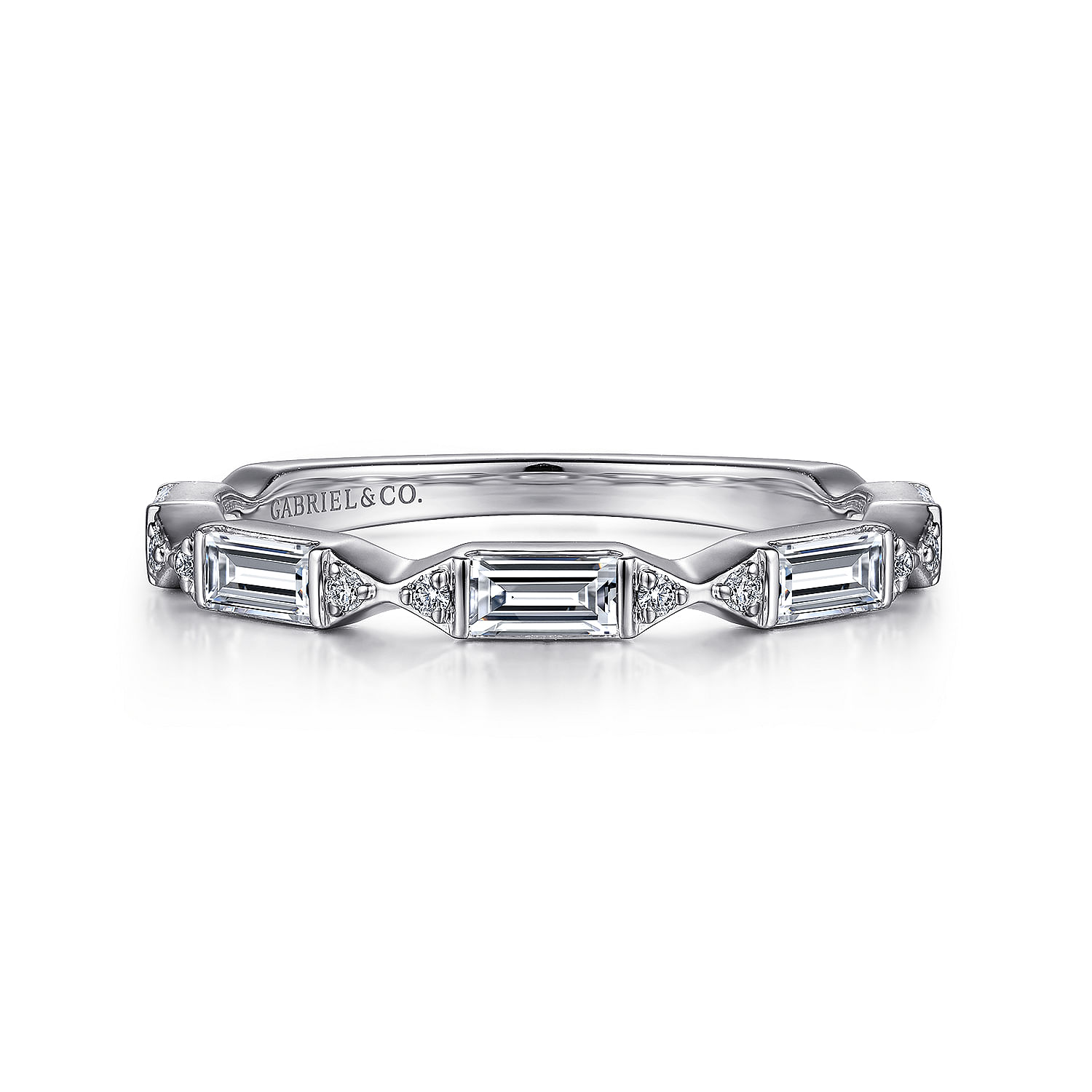 Platinum Channel Set Baguette and Round Diamond Anniversary Band 4150. Shop Jewelry Gabriel Co