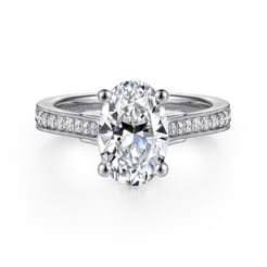 Favola - 14K White Gold Oval Lotus Diamond Engagement Ring