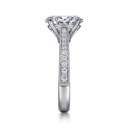 Favola - 14K White Gold Oval Lotus Diamond Engagement Ring