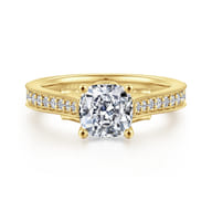 Favola - 14K Yellow Gold Cushion Cut Lotus Diamond Engagement Ring