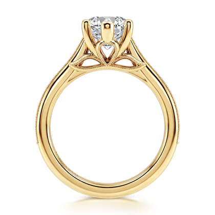 Favola - 14K Yellow Gold Marquise Shape Lotus Diamond Engagement Ring