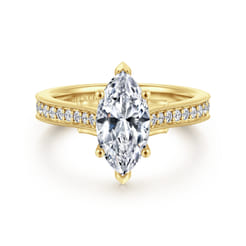 Favola - 14K Yellow Gold Marquise Shape Lotus Diamond Engagement Ring