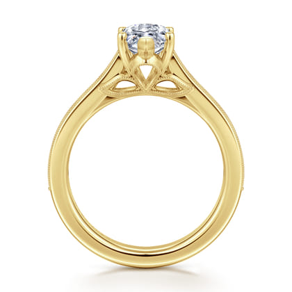 Favola - 14K Yellow Gold Marquise Shape Lotus Diamond Engagement Ring
