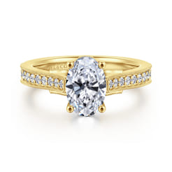 Favola - 14K Yellow Gold Oval Lotus Diamond Engagement Ring
