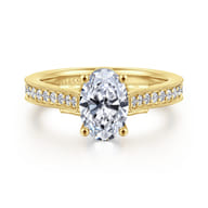Favola - 14K Yellow Gold Oval Lotus Diamond Engagement Ring