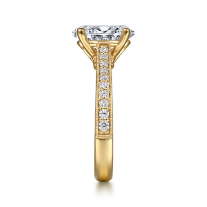 Favola - 14K Yellow Gold Oval Lotus Diamond Engagement Ring