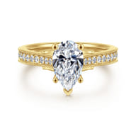Favola - 14K Yellow Gold Pear Shape Lotus Diamond Engagement Ring