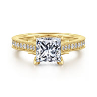 Favola - 14K Yellow Gold Princess Cut Lotus Diamond Engagement Ring