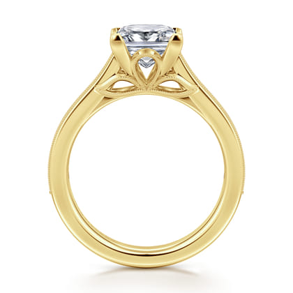 Favola - 14K Yellow Gold Princess Cut Lotus Diamond Engagement Ring