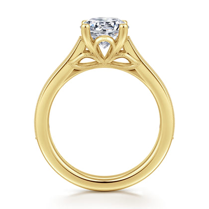 Favola - 14K Yellow Gold Round Lotus Diamond Engagement Ring