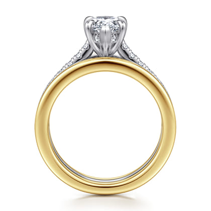 Feah - 14K Yellow-White Gold Wide Band Pear Shape Diamond Engagement Ring