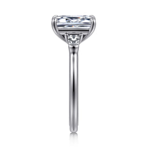 Feana - 14K White Gold Emerald Cut Three Stone Diamond Engagement Ring