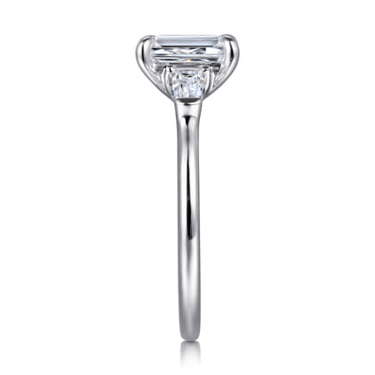 Feana - 14K White Gold Emerald Cut Three Stone Diamond Engagement Ring