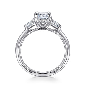 Feana - 14K White Gold Rectangular Radiant Cut Three Stone Diamond Engagement Ring