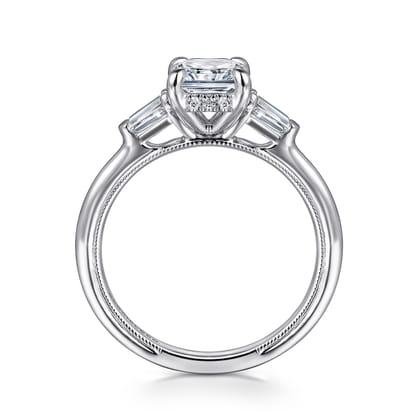 Feana - 14K White Gold Rectangular Radiant Cut Three Stone Diamond Engagement Ring