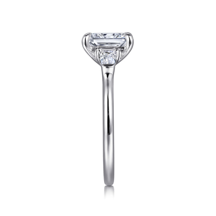 Feana - 14K White Gold Rectangular Radiant Cut Three Stone Diamond Engagement Ring