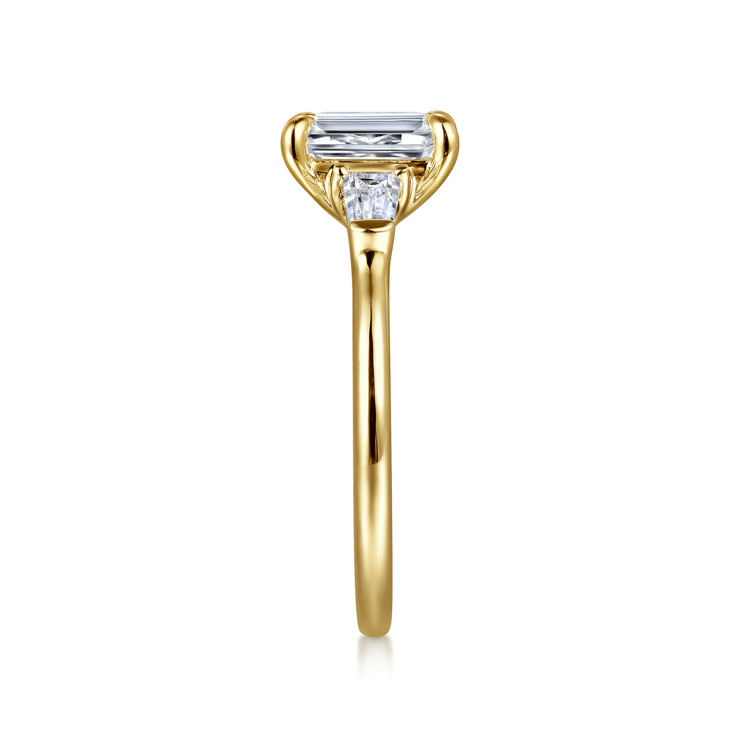 Feana - 14K Yellow Gold Emerald Cut Three Stone Diamond Engagement Ring