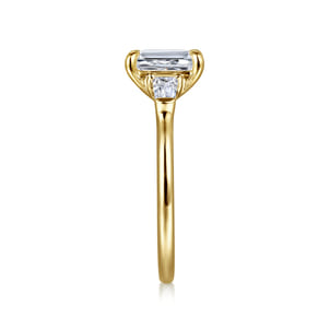 Feana - 14K Yellow Gold Emerald Cut Three Stone Diamond Engagement Ring