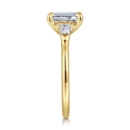 Feana - 14K Yellow Gold Emerald Cut Three Stone Diamond Engagement Ring