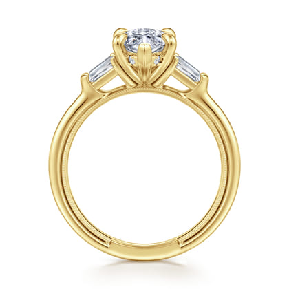 Feana - 14K Yellow Gold Marquise Shape Three Stone Diamond Engagement Ring