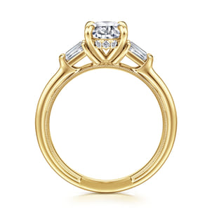 Feana - 14K Yellow Gold Oval Three Stone Diamond Engagement Ring