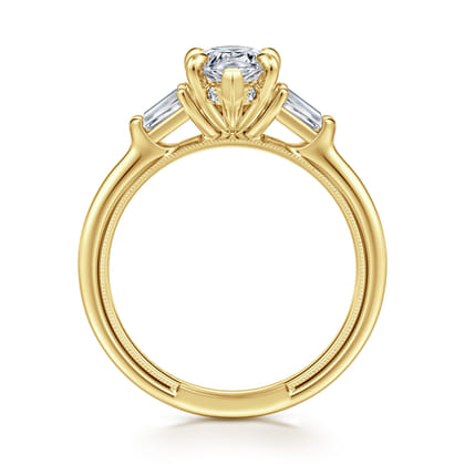 Feana - 14K Yellow Gold Pear Shape Three Stone Diamond Engagement Ring