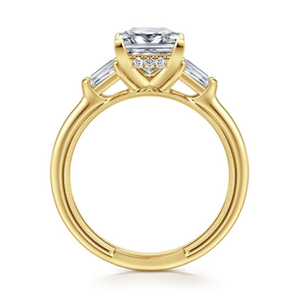 Feana - 14K Yellow Gold Princess Cut Three Stone Diamond Engagement Ring