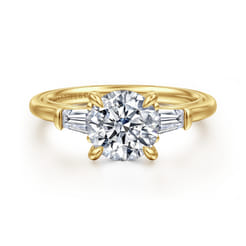 Feana - 14K Yellow Gold Round Three Stone Diamond Engagement Ring