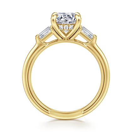 Feana - 14K Yellow Gold Round Three Stone Diamond Engagement Ring