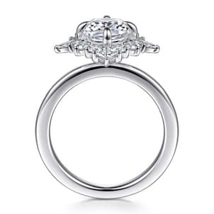 Felicity - 14K White Gold Elongated Cushion Halo Diamond Engagement Ring