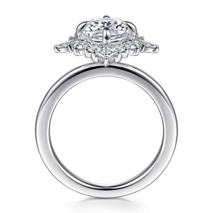 Felicity - 14K White Gold Elongated Cushion Halo Diamond Engagement Ring