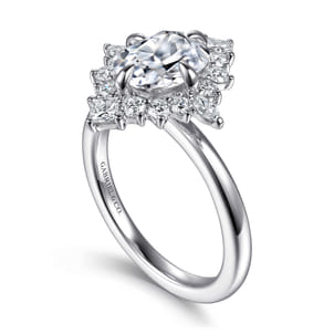 Felicity - 14K White Gold Elongated Cushion Halo Diamond Engagement Ring